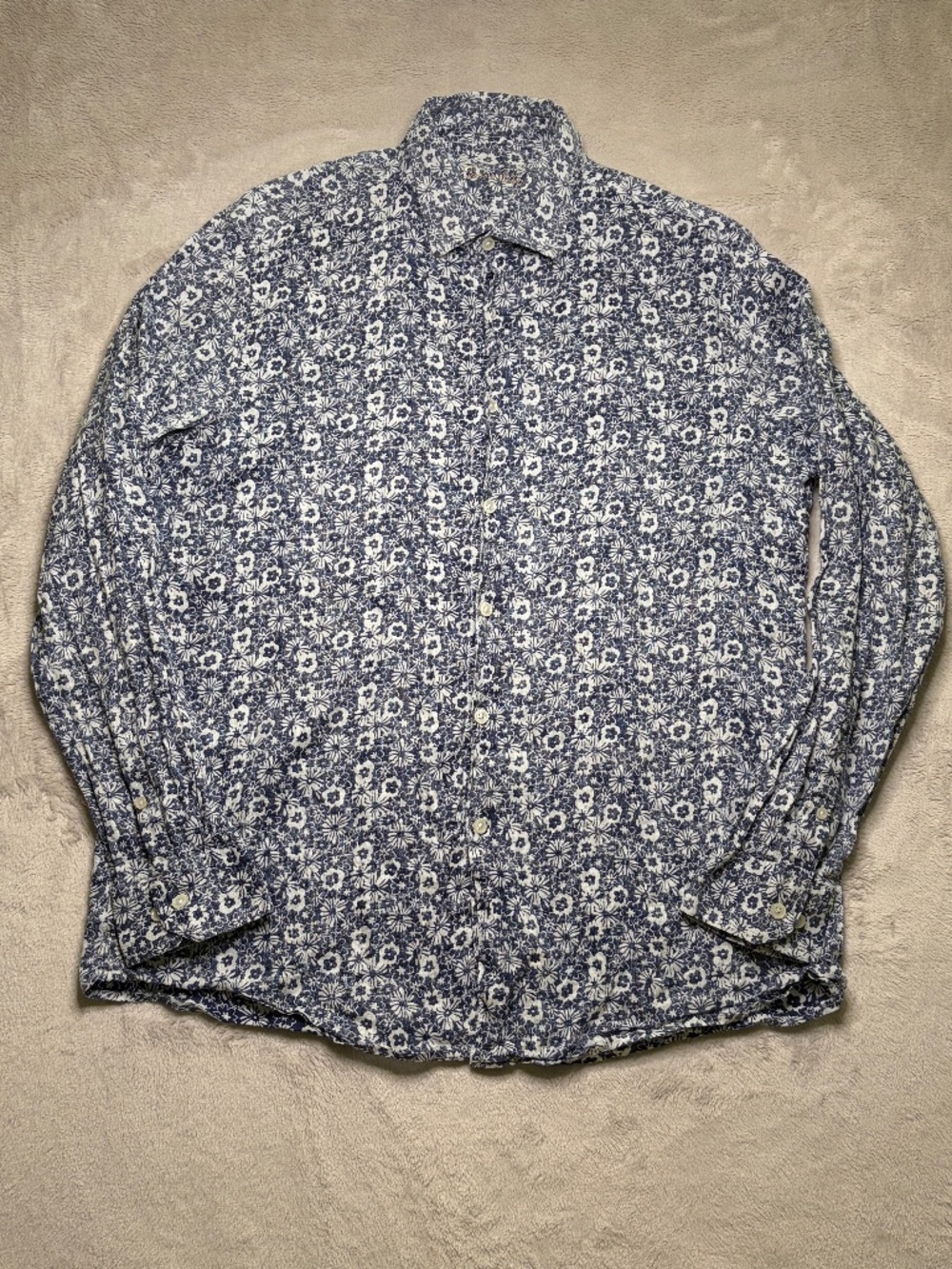 Tasso‎ Elba 100% Linen Button Up Shirt Mens L Floral Long Sleeve Casual Beach